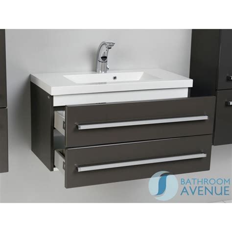 5 out of 5 stars. Grey wall mounted bathroom cabinet with sink