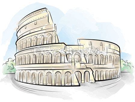 El anfiteatro flavio o coliseo, fue el mayor de todos ellos y una de las más grandes construcciones en la antigüedad. Dibujo color Coliseo, Roma, Italia — Vector de stock #6489083 | Coliseo romano dibujo, Coliseo ...