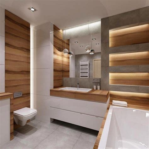 Salle Bain Moderne Beton Bois Sanitaire Blanc Bathroom Layout Bathroom