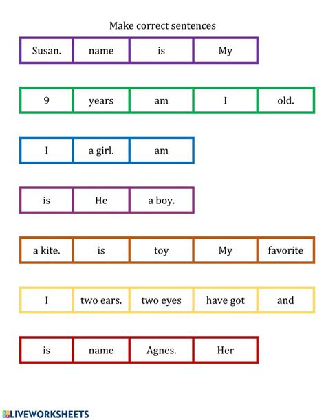 Sentence Scramble Interactive Worksheet Sentence Activities