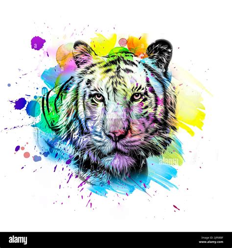 Bright Abstract Colorful Background With Tiger Paint Splashes Color
