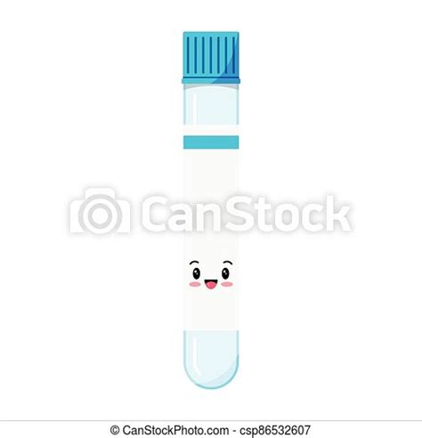 Glass Test Tube Or Flack With Lid And Sticker For Inscription Emoji