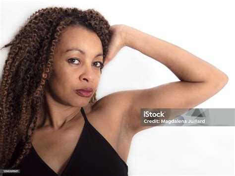 Afro American Woman Showing Her Shaved Armpit Stock Photo Download