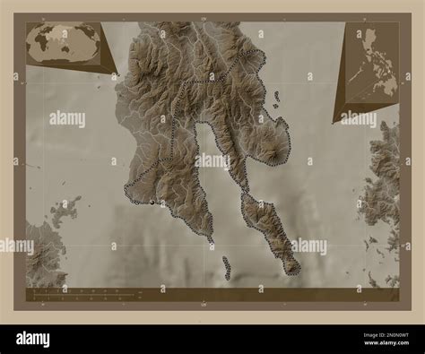 Southern Leyte Province Of Philippines Elevation Map Colored In Sepia