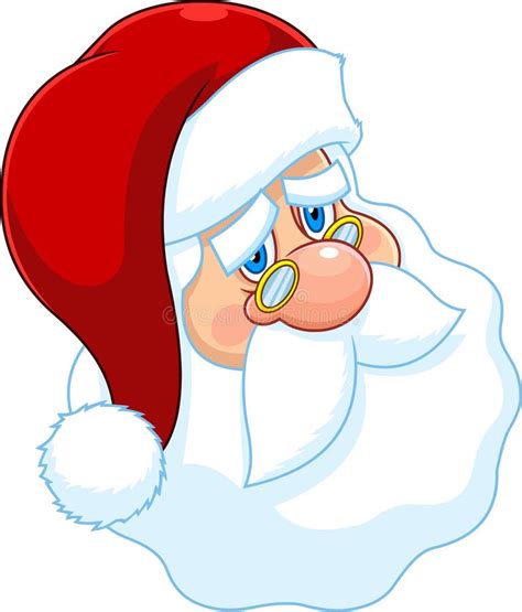 Sad Santa Claus Face Portrait Cartoon Character Stock Vector
