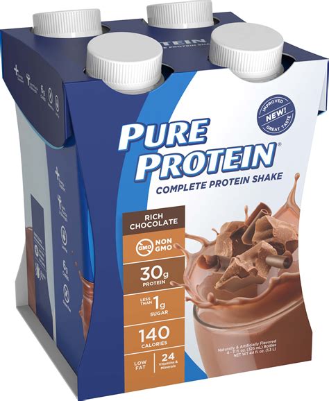Pure Protein® Complete Protein Shake, 30 grams of Protein, Rich Chocolate, Non-GMO, 24 Vitamins ...