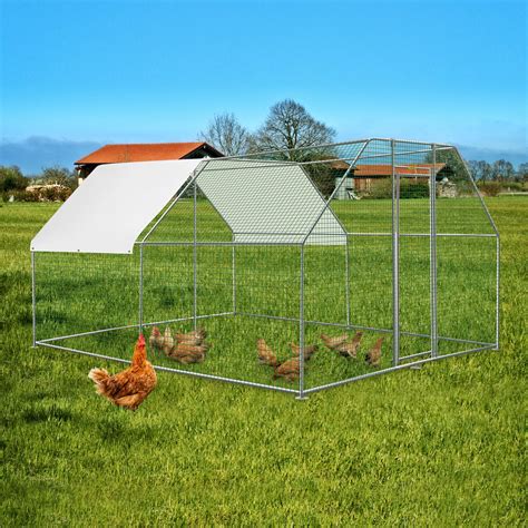 Buy Vevor Large Metal Chicken Coop 10×12ft Walk In Hen Cage Outdoor Poultry Cage Flat Shaped