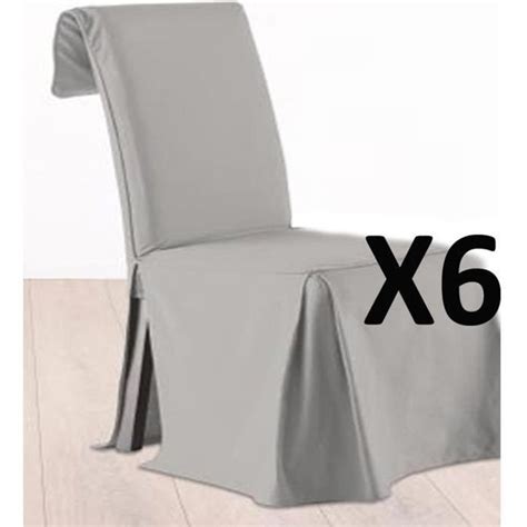Lot de 6 Housses de chaise ajustable Gris 100% coton  Achat / Vente