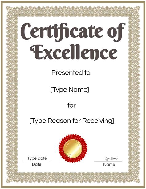 free printable excellence certificates free printable templates