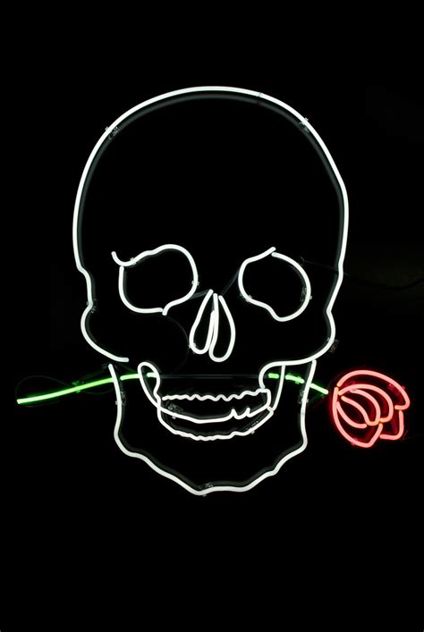 Download premium vector of good vibes neon word on a black brick wall. Pastel Black Skull with Rose Neon Sign | Neon wallpaper ...