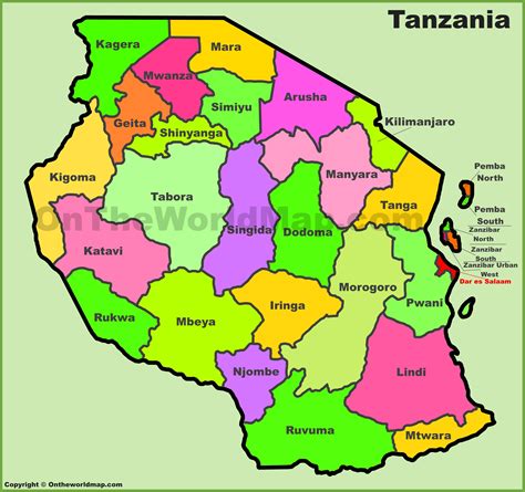 Buy Political Map Of Tanzania Tanzania Regions Map Porn Sex Picture