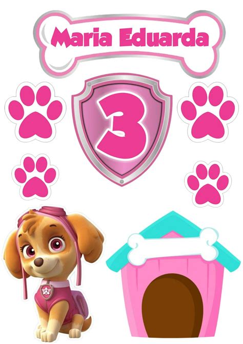 Topo De Bolo Skye Patrulha Canina Decoração Infantil Patrulha Canina