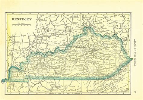 1911 Handy Atlas Vintage Map Pages Tennessee On One Side And Kentucky