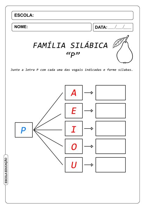 Atividades Familia Silabica Do P Cursiva Educa