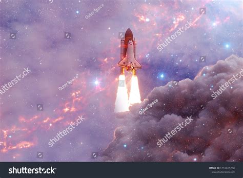 Space Shuttle Atlantis Cosmos Art Elements Stock Photo 1751615738