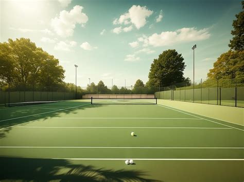 Premium Ai Image Tennis Court Natural Background