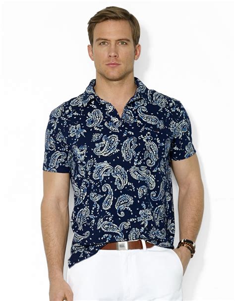 Polo Ralph Lauren Shortsleeved Paisley Featherweight Shirt In Blue For