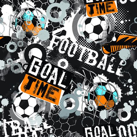 Abstract Seamless Pattern For Boys Football Pattern Grunge Urban