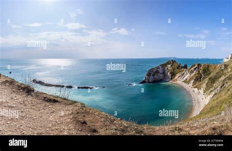 Panoramic Coastal Clifftop View Of Man Owar Bay On The Picturesque