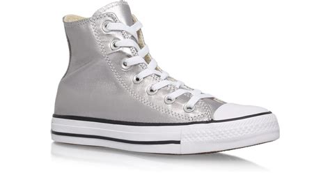 Lyst Converse Metallic Silver Canvas Hi Top Chuck Taylor Trainers In