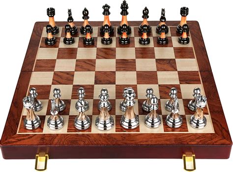 Jeu D'échecs International De Luxe avec Échiquier en Bois Pliant Et Jeu