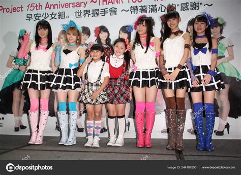 Members Japanese Pop Idol Girl Group Morning Musume Pose Two Stock Editorial Photo