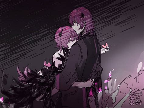 Download Dark Aesthetic Anime Couple Digital Painting Wallpaper