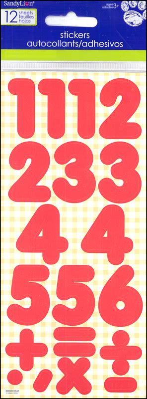Number Stickers Basic Red 1 Sandylion