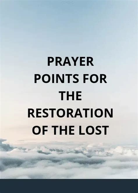 30 Prayer Points For Restoration Of Lost Glory Artofit