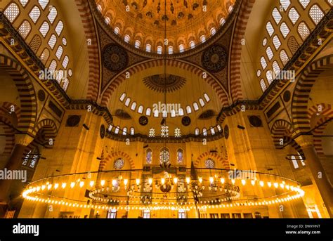 Suleymaniye Mosque Interior In Istanbul Turkey Architecture Religion