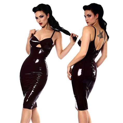 Women Sexy Wetlook Leather Sheath Dress Backlesss Erotic Porn Hollow