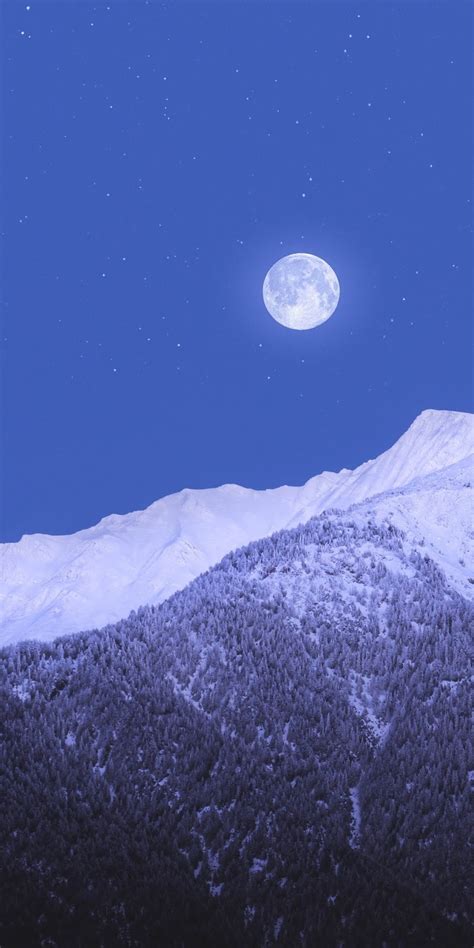 Full Moon In The Snowy Mountain