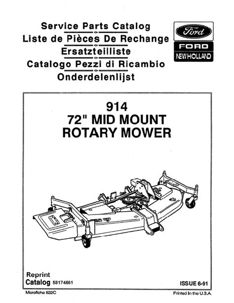 New Holland 914 Mower Parts Catalog Farm Manuals Fast