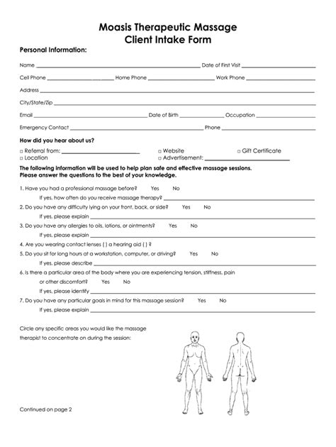 Printable Massage Intake Forms Fill Out And Sign Printable Pdf