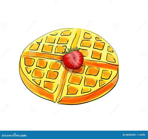 Hand Drawn Waffle Isolated On White Background Stock Illustration