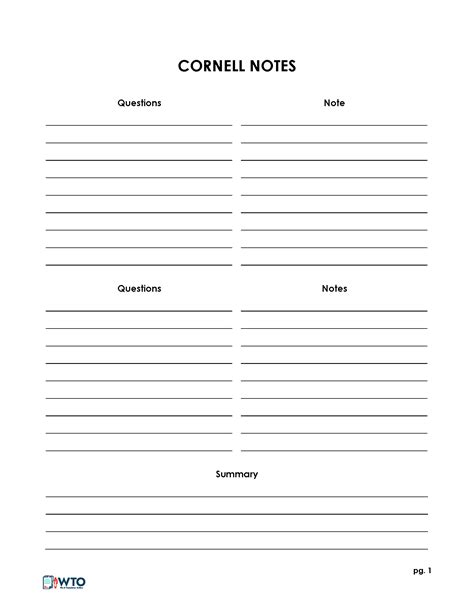 Printable Note Taking Template