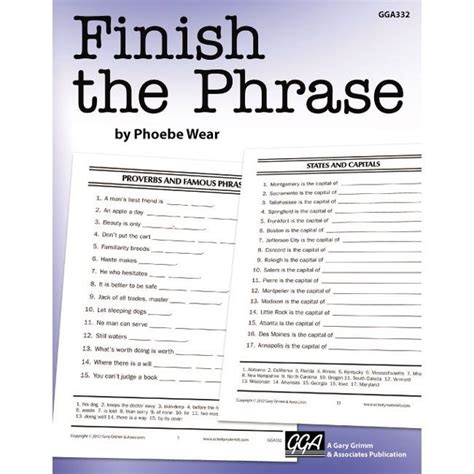 Finish The Phrase For Seniors Printable Printable Word Searches
