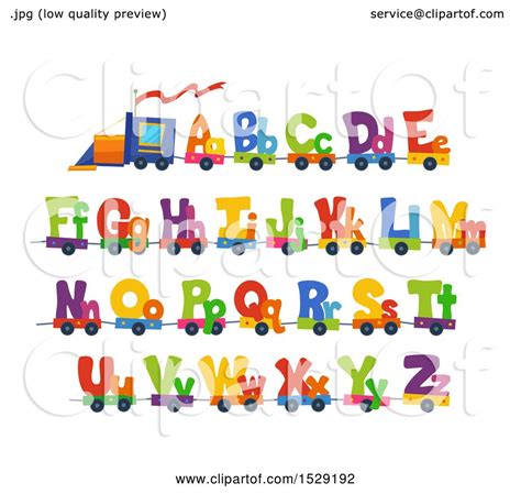 Clipart Of A Colorful Alphabet Train With Capital And Lowercase Letters