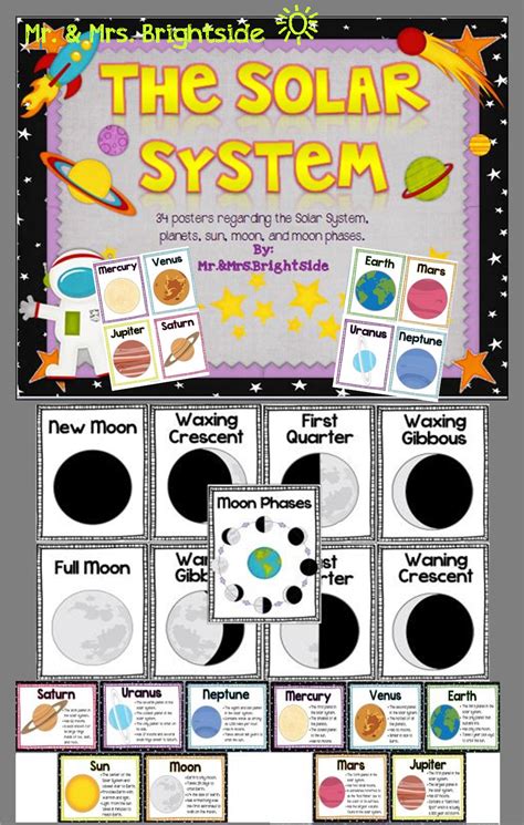 The Solar System Planet Facts And Moon Phases Posters Homeschool