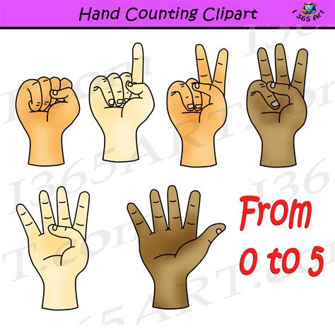 Hand Counting Clipart Set Finger Counting For Commercial Use Clipart 4 School Clip Art