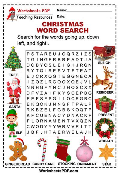 Christmas Word Search Free Printables Worksheets Pdf