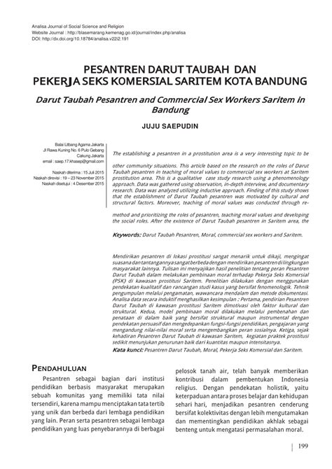 Pdf Darut Taubah Pesantren And Commercial Sex Workers Saritem In Bandung