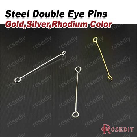 50pcs 25mm Thickness035mm Steel Double Eye Head Pin Connect Pins Diy
