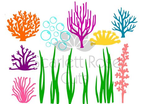 Under The Sea Seaweed Coral Bubbles Svg Ocean Life For Etsy Uk