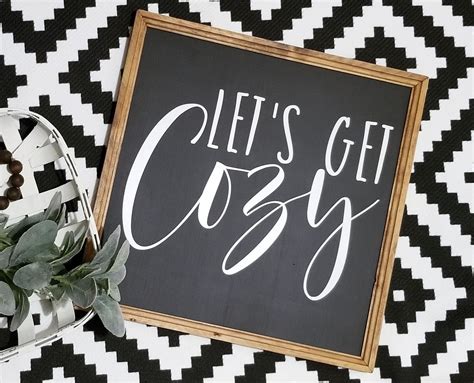 Lets Get Cozy Sign Lets Stay Home Sign Lets Etsy