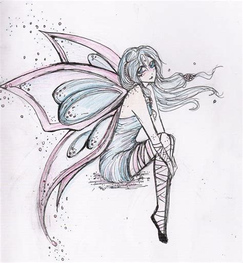 Anime Girl With Butterfly Wings Drawing