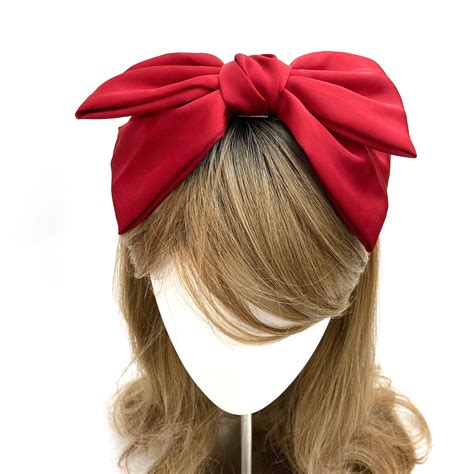 Big Bow Thin Headband For Women Lovely Bow Headband Silk Etsy