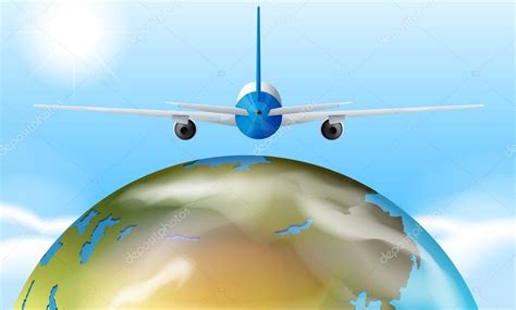 Airplane Flying Over The Earth — Stock Vector © Blueringmedia 97183914