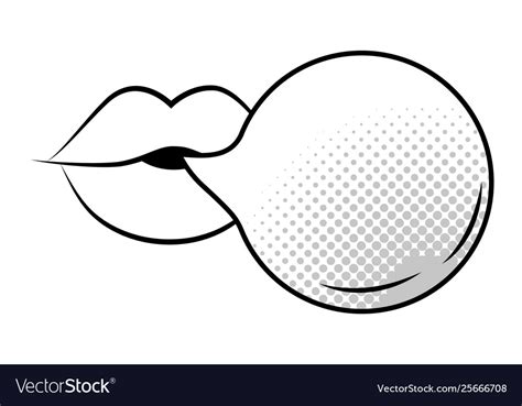Pop Art Sexy Mouth Cartoon In Black And White Vector Image
