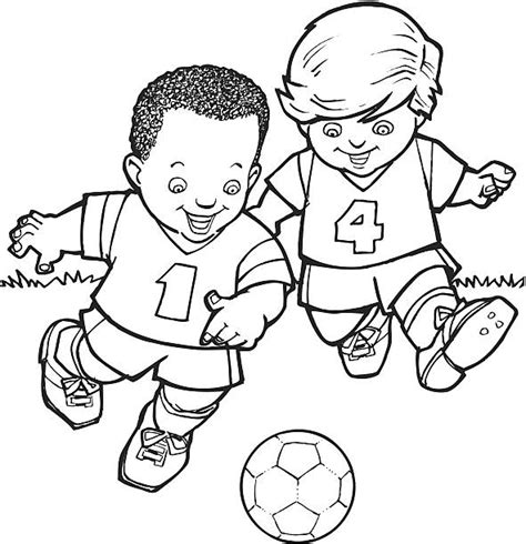 Two Football Boys Isolated Illustrations Royalty Free Vector Graphics